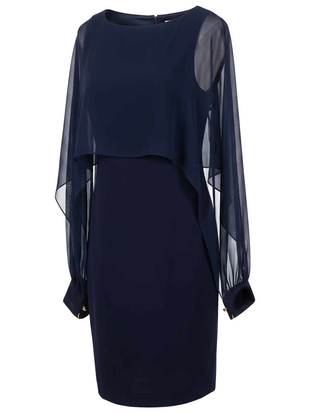 Ralph Lauren Navy Long-Sleeve Chiffon Overlay Dress